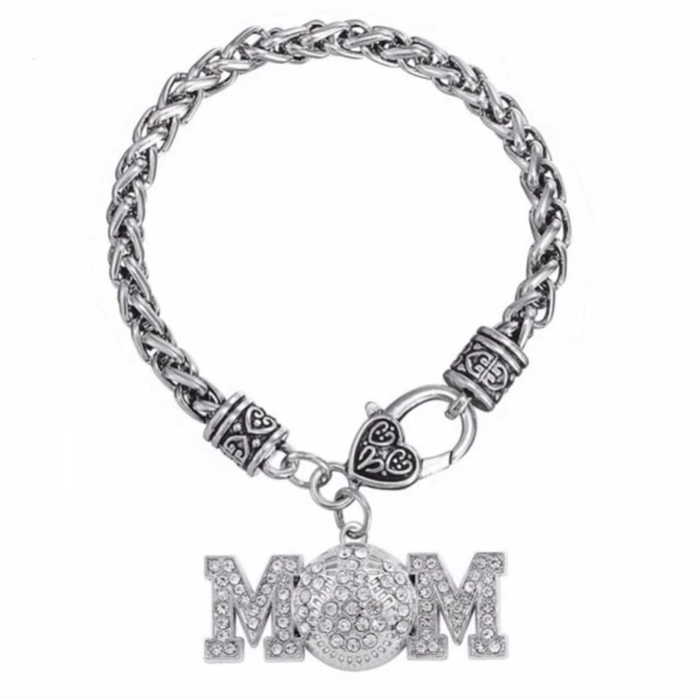 Mom silver bracelet with heart shaped padlock stainless steel